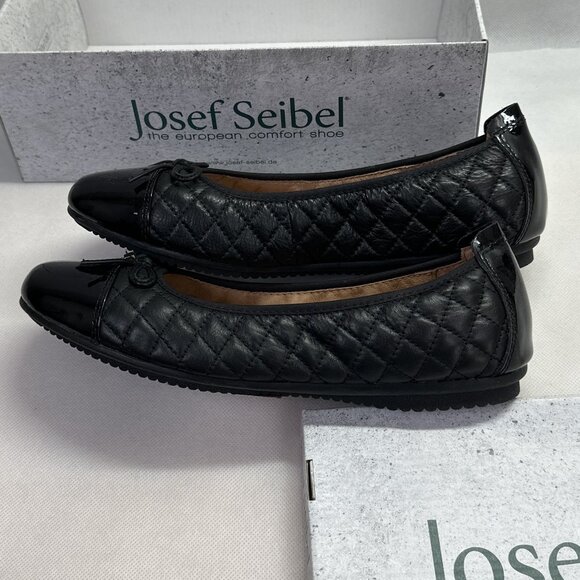 NIB Josef Seibel Pippa 25 Quilted Leather Ballet Flat with Patent Toe & Heel - Picture 6 of 7